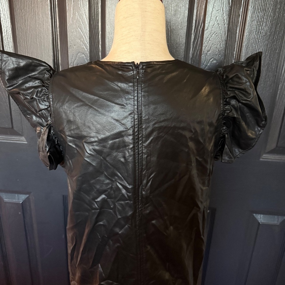 Anthropologie Pinch flutter sleeve faux leather Desi Mini Dress - Picture 5 of 10